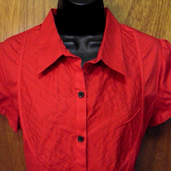 F.A.N.G. Blouse size XL Long Red Cotton Spandex - Picture 3 of 5